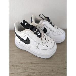 Nike Air Force 1 Basketball Toggle Sneaker Shoes White Leather Lace Up Size 2C
